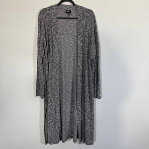 Bobeau Womens 3X Grey Space Dye Longline Open Front Duster Cardigan XT5099KOB53R